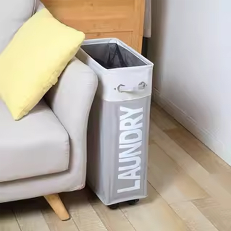 Large capacity small size foldable dirty clothes basket with wheels