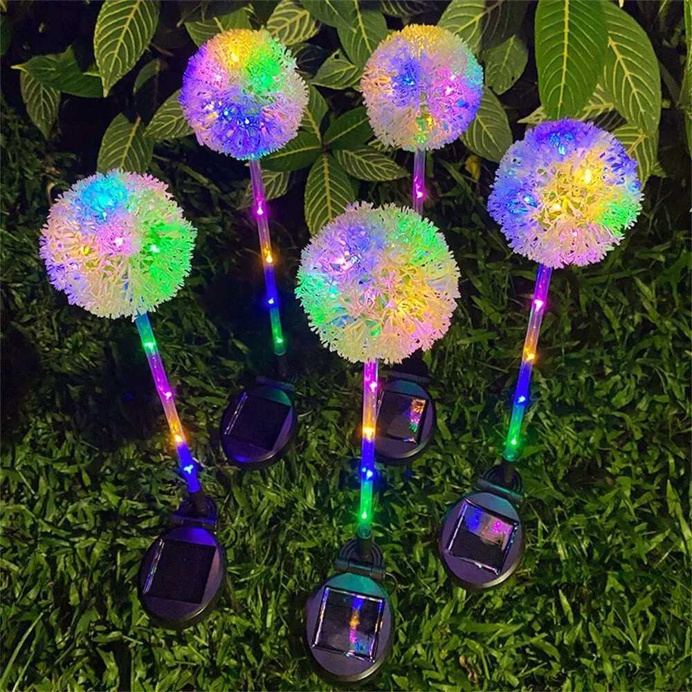 1PC 1-Head Solar LED Dandelion Light Outdoor Decorative Lights Artificial Flower Landscape Lighting For Garden Lawn Yard Pathway W250607