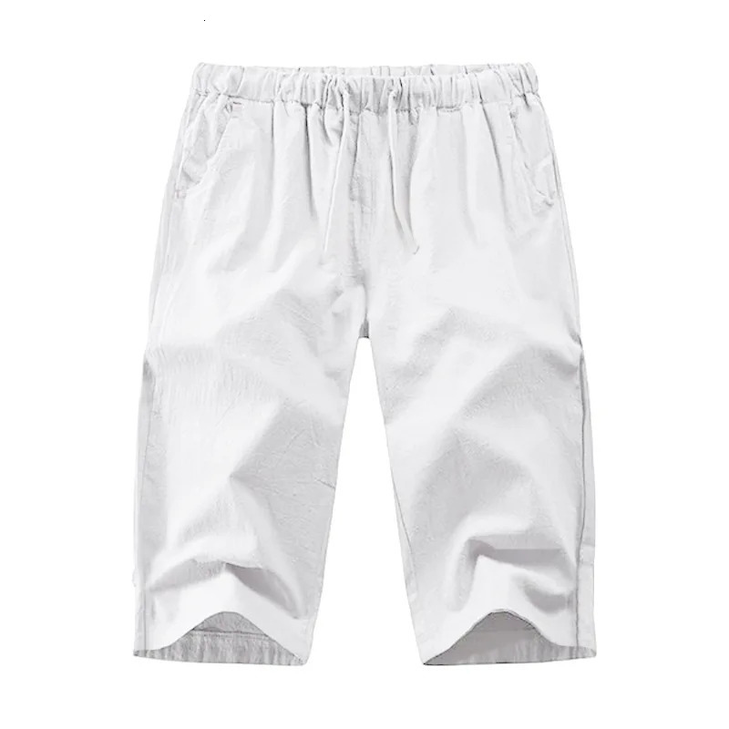 Summer Muscle Mens Loose Solid Color Breathable Casual Sports Business High Street Fashionable Cropped Pants 250606