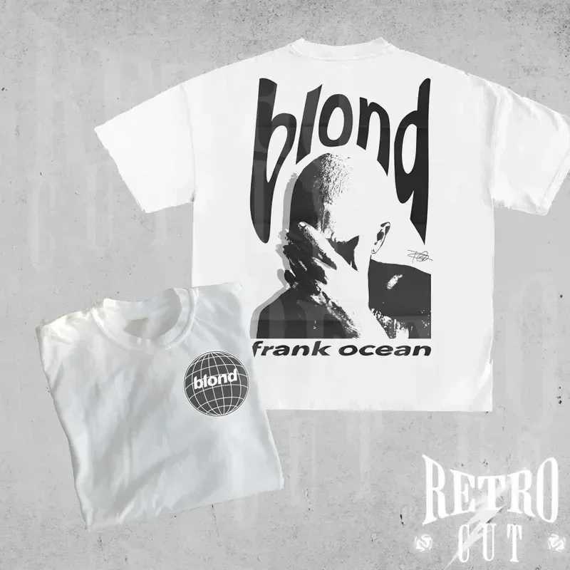 Rapper Frank Retro Graphic T Shirt Mens Hip Hop Ocean Album Clothing T-Shirts Y2k Unisex Blond Fashion Oversized Cotton T-shirt W250607