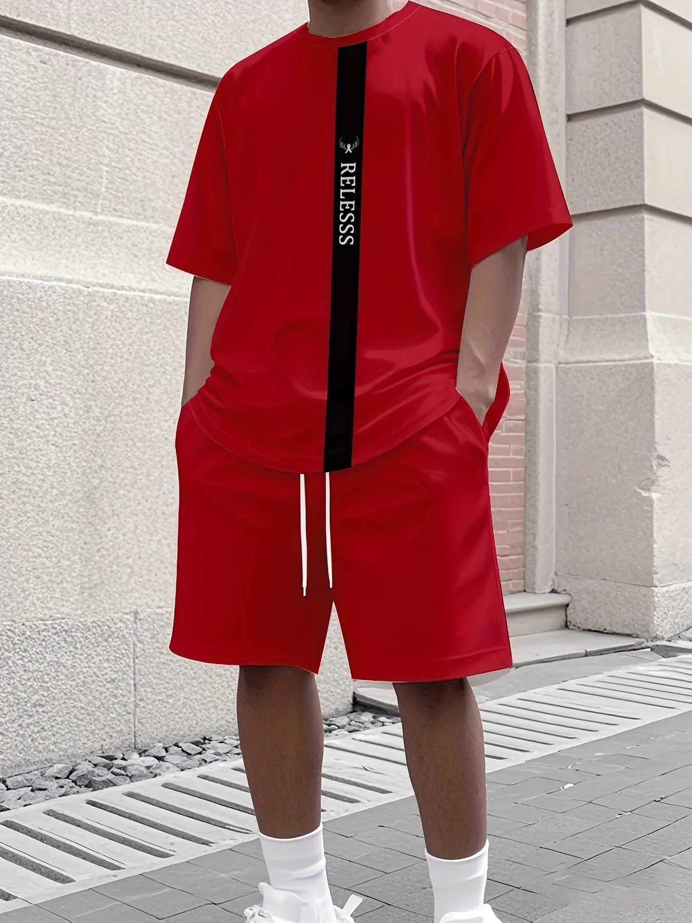 Summer 2025 New Mens Set 3D Digital Print Running and Fitness Set Breathable Non-Stuffy Quick-Drying and Sweat-Absorbing Mens W250609