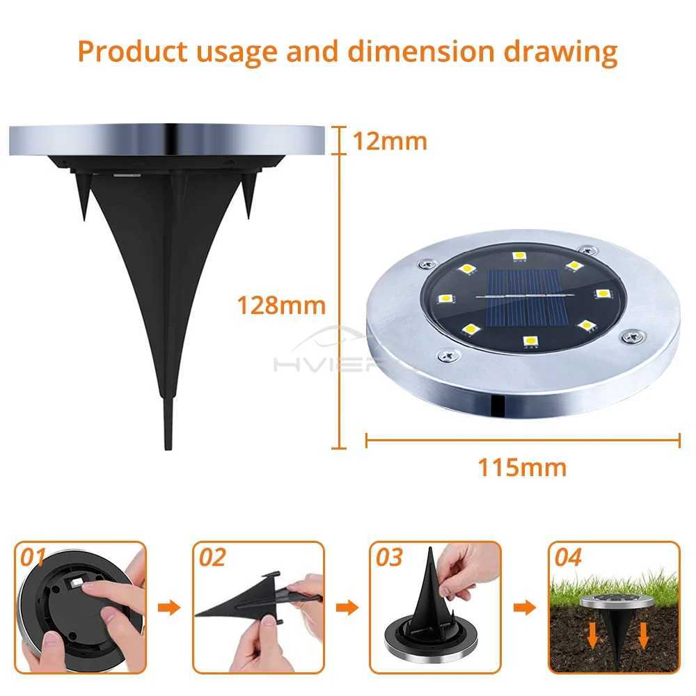 Buried Lawn Lights 8LED Solar Outdoor Garden Waterproof Decorative For Path Park Way Yard Floor Under Ground Spot Lamp Highlight W250607