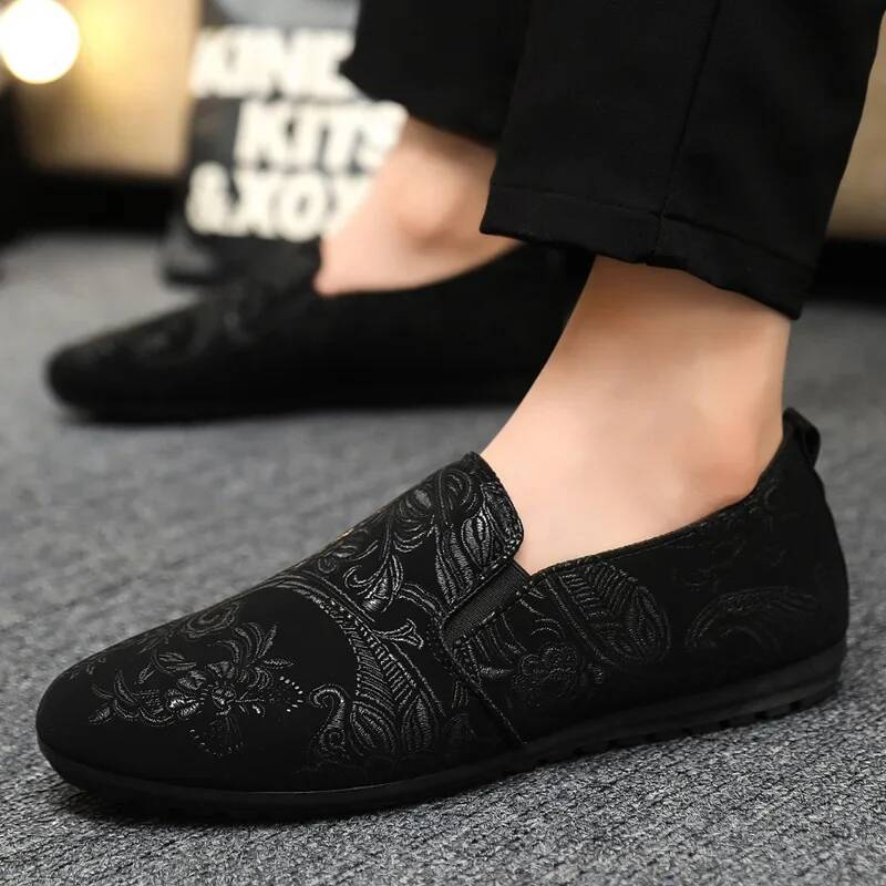 Ddmyoutdoor Men S Popular Bean One Foot Lazy Versatile Breathable Casual Driving Cloth Shoes Street Style Flower Patterns Outdoor Shoes