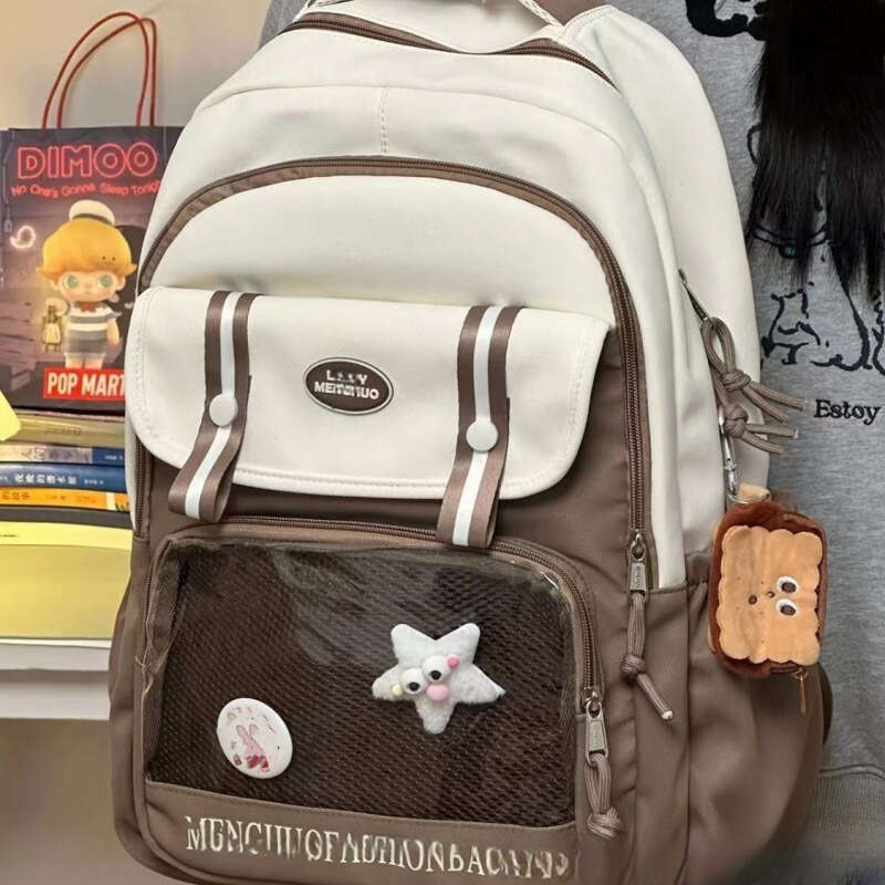 Ins Style Badge Pain Casual Versatile Bag for Female High and Middle School Students Travel Backpack