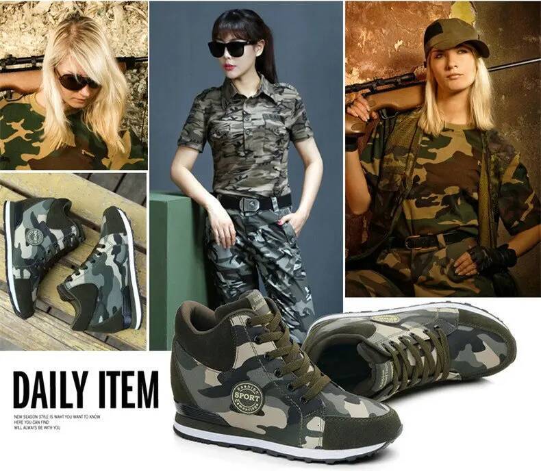 Ddmyoutdoor Ddmyoutdoor Spring High Top Wedge Platform Casual Hidden Heels Ladies Sneakers Camouflage Women Shoes Basket Femme Outdoor Outdoor Shoes