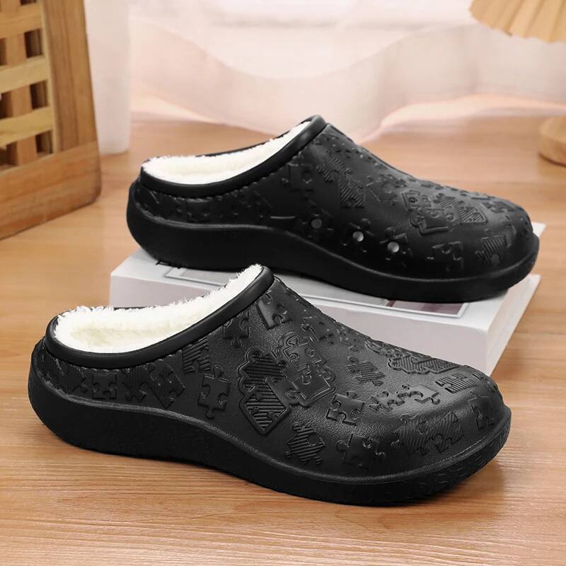 Ddmyoutdoor New Winter Unisex Home Cotton Warm Plush Slippers Couple S Indoor Anti Slip House Slides Men And Women Soft EVA Shoes Beach outdoor shoes