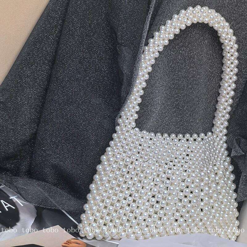 New Summer Bead Pearl Purse Bag Handmade Designer Small Evening Party Handbags For Women Vintage Bags