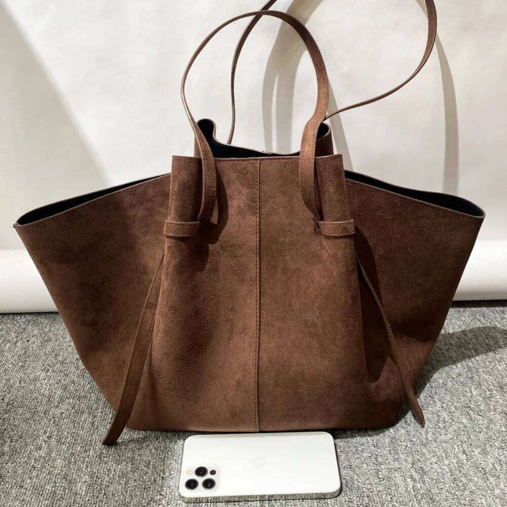 Vintage Faux Suede Tote For Women Designer Handbags And Purses New In Ruched Large Capacity Underarm Shoulder Bags