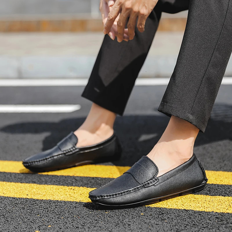 Golden Sapling Big Size 49 Mens Casual Shoes Outdoor Fashion Leather Casual Driving Boat Shoe Male Winter Warm Plush Loafers 250605