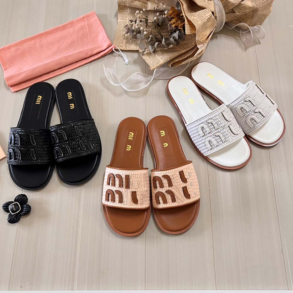 Designer Sandals Women's Quality Flat leather non-slip slippers Summer Print Slippers Black brown White Comfortable casual beach sandals