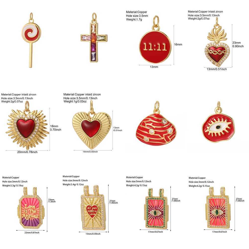 Cute Heart Charms for Jewelry Making Supplies Gold Color Tarot Card Charm Pendants DIY Woman Earrings Necklace Bracelet Pendant XJ250607