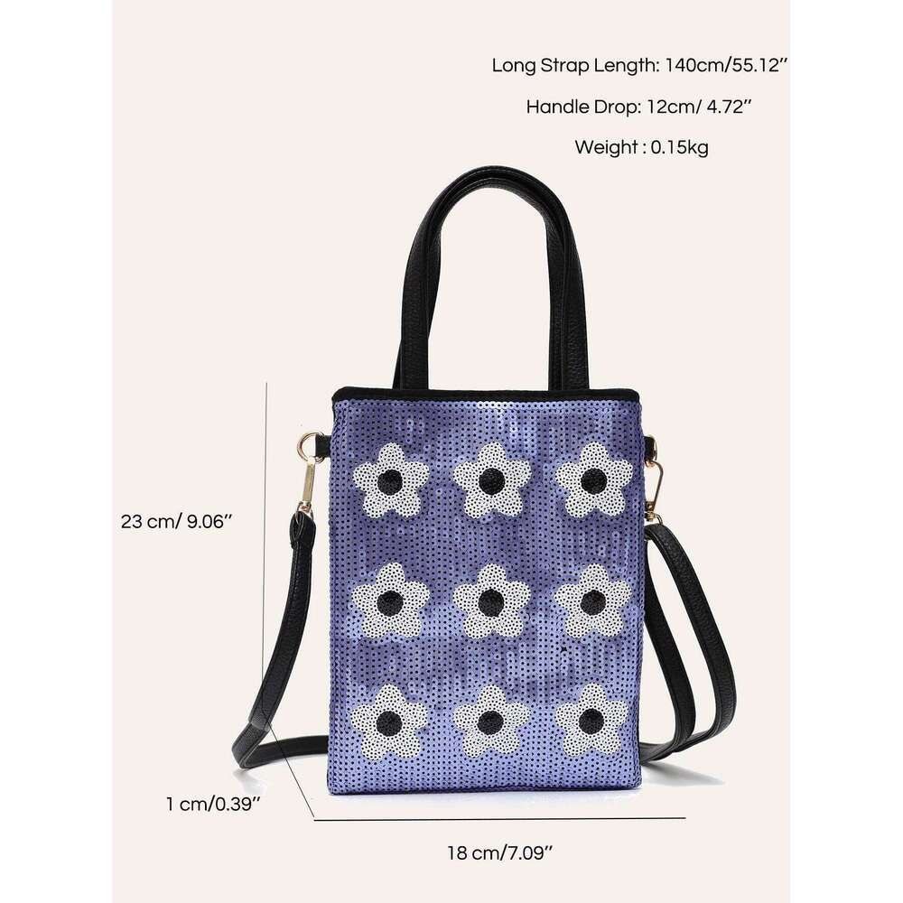 CEZIRA Exquisite Color Flower Embroidered Handbag Women's Fashion Top-Handle Crossbody Shoulder Bag Valentine's Day Gift Dating