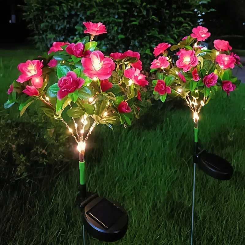 Solar Powered LED Garden Lights with Rhododendron Flower Solar Lights for Solar Garden Path Decoration Lawn Light Stake Light XJ250606