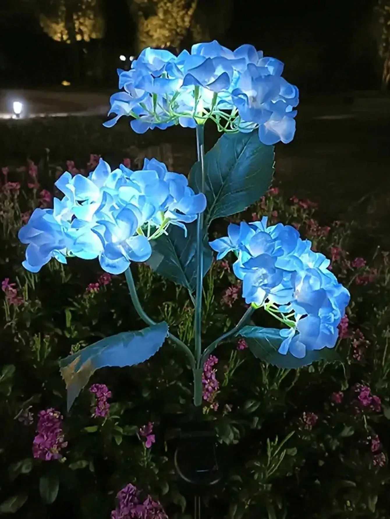 1PC Solar Hydrangea Lights With 3 Heads LED Artificial Flower Lights Used For Outdoor Yard Garden Lawn Fence Pathway Decoration W250607