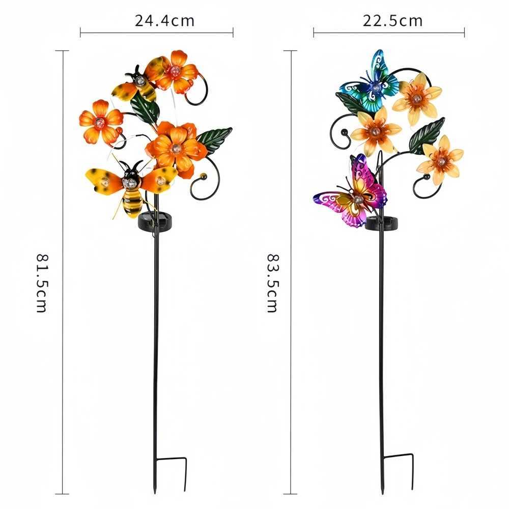 LED Courtyard Solar Landscape Butterfly Lamp Bee Lawn Outdoor Garden Plug-in Pole Iron Art Decorative Light W250607