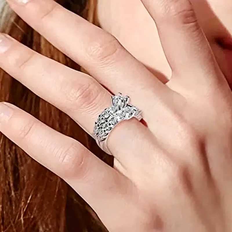925 Sterling Silver Rings for Women Shiny Round Zirconia Finger Accessories for Wedding Double Stackable Fashion Jewelry XJ250606