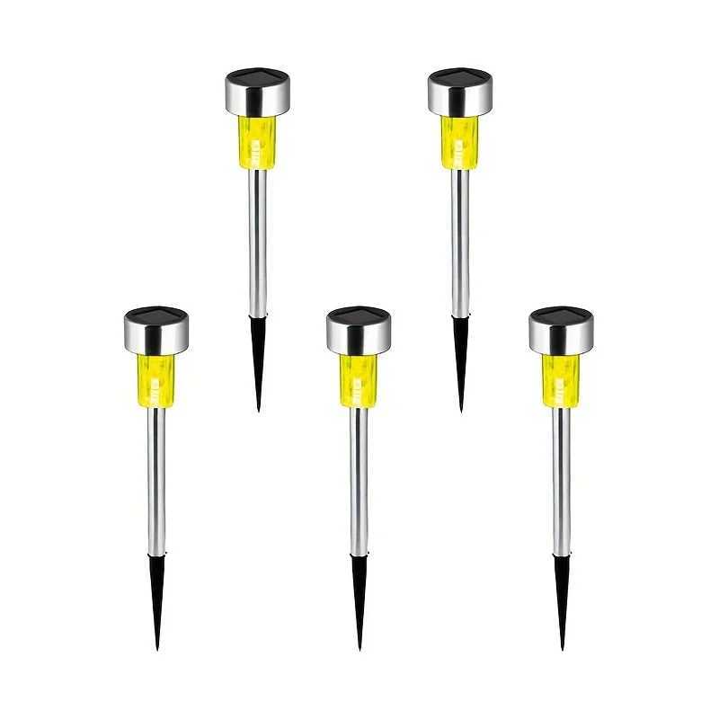 5pcs Lawn Light Solar Ground Plug Light Stainless Steel Small Tube Light Outdoor Landscape Lighting For Backyard Patio W250607