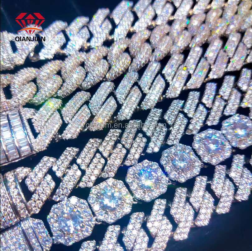 Hip Hop 925 Silver Iced Chain VVS Moissanite 18K Gold Plated Jewelry Fine Fashion Cuban Necklaces Ready to Ship