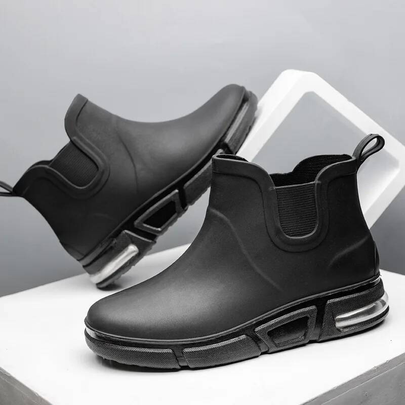 Ddmyoutdoor Men Rainboots Waterproof Rain Boots Ankle Fishing Car Wash Water Shoes PVC Male Winter Fashion Outdoor Flat Non Slip Comfortable Outdoor S
