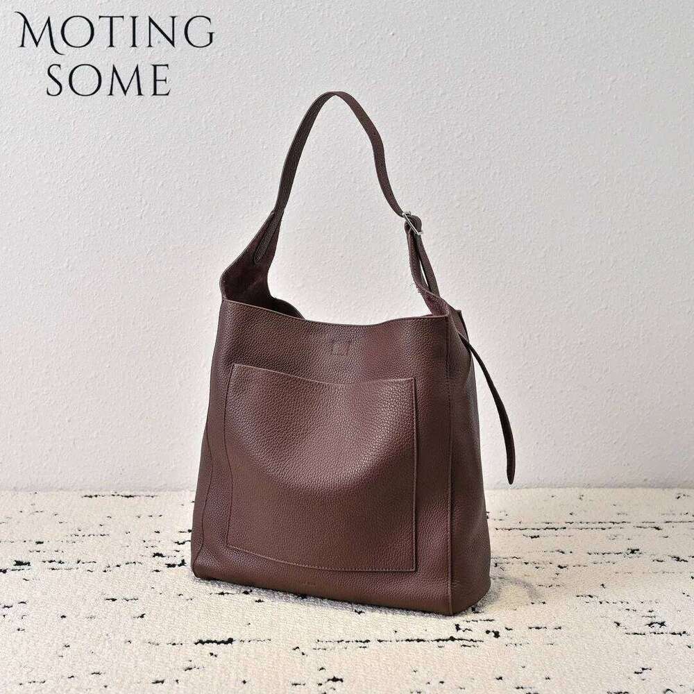Motingsome Togo Cowhide Bucket For Women Messenger Bag Large Capacity Commuter Genuine Leather Shoulder Tote 2025 New