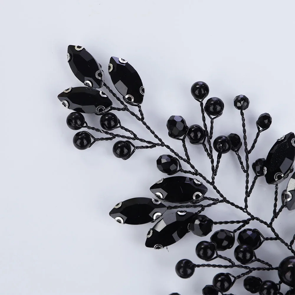 Pearl Rhinestone Wedding Hair Accessories Black Party Bridal Headband for Women Trendy Bride Headpiece Handmade Ornament Tiaras 250529