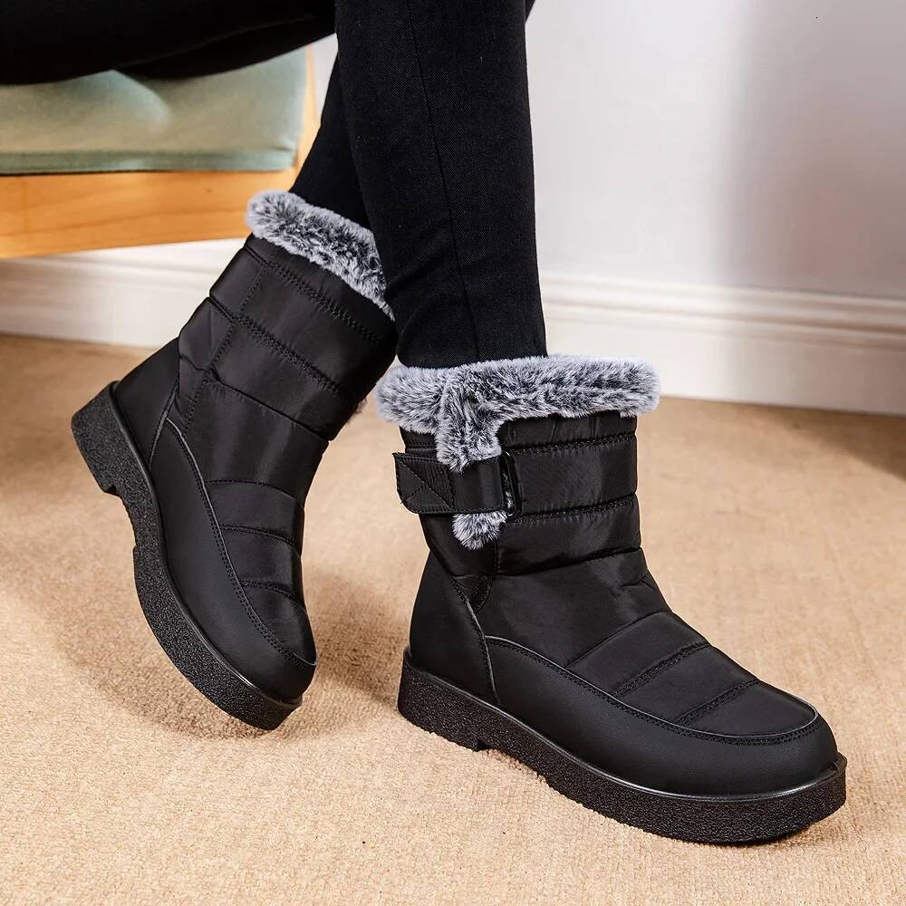 Ddmyoutdoor Women Winter Trendy Platform Snow Boots Outdoor Anti Slip Thick Soled High Quality Work Casual Cold Resistant Cotton Shoes Outdoor Shoes