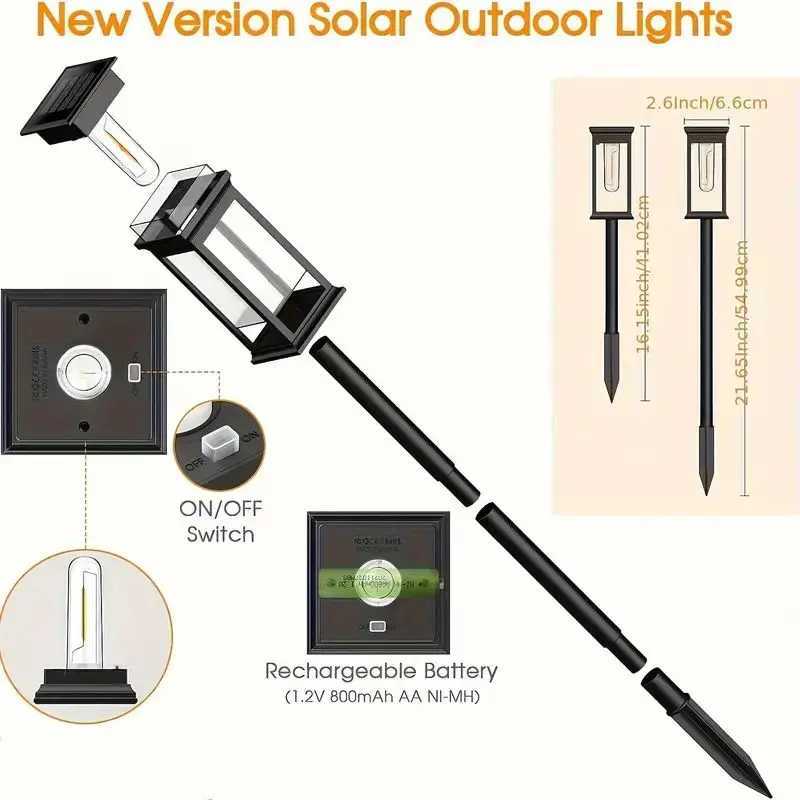 Solar Pathway Lights Outdoor Solar Lighting Garden Lamp Waterproof Landscape Lights Walkway Driveway Lawn Light Garden Decor NewXJ250606