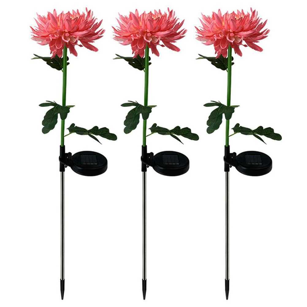 2pcs Chrysanthemum Solar Light LED Lamp Outdoor Garden Simulation Flower Lawn Light Plug-In Garden Land Lamp Light Garden Decor XJ250606