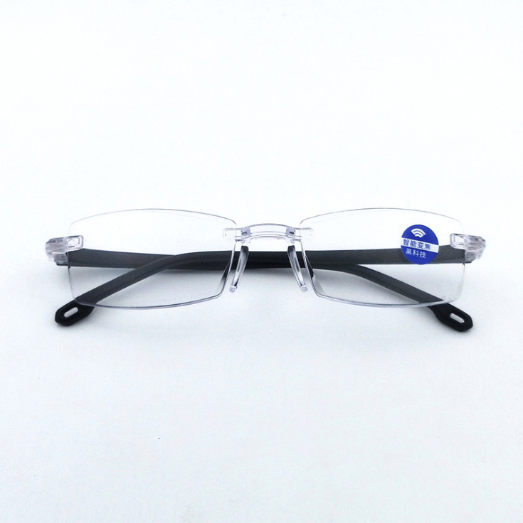 Frameless Rimless Blue Light Blocking Smart Zoom Reading Glasses