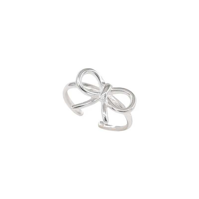 VENTFILLE 925 Sterling Silver Bow Tie Open Finger Ring For Women Gift Cute Design Fashion Jewelry Gift Wholesale W250606