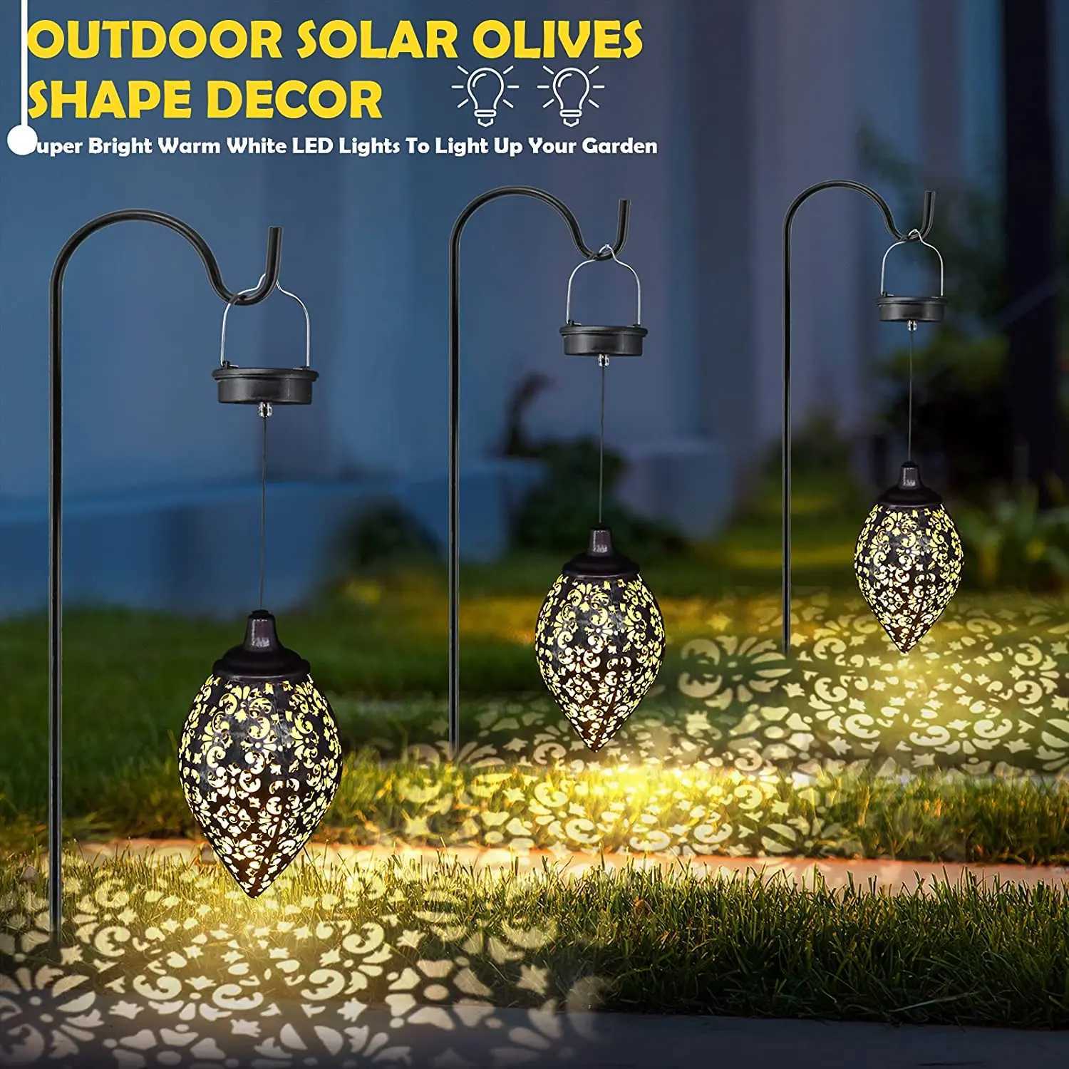 Solar Landscape Light Waterproof Lantern Outdoor Hanging Solar Lanterns for Garden Courtyard Hollow Decorative Projection LampXJ250606