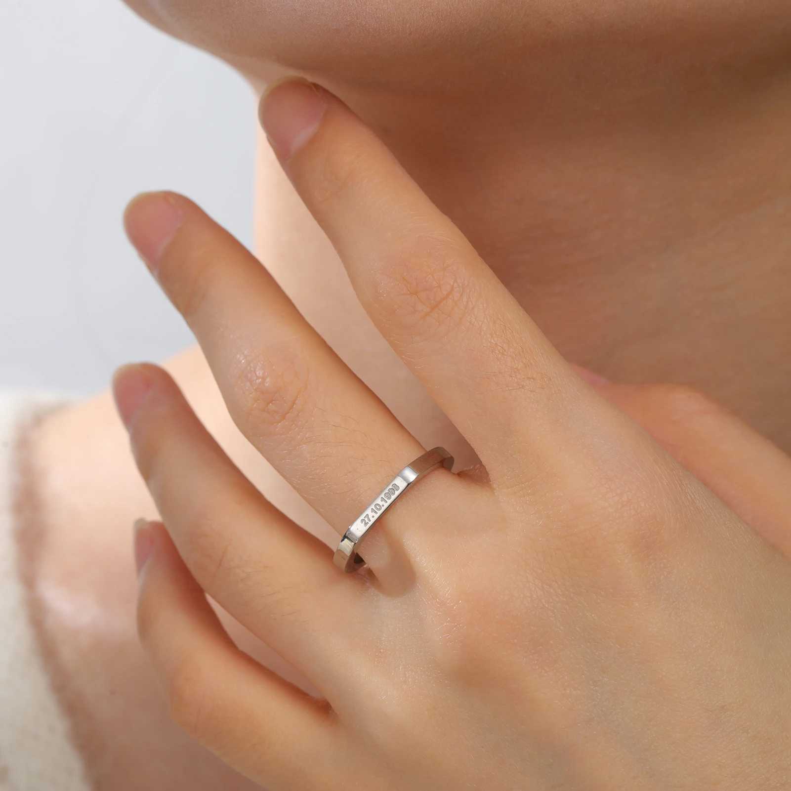 Skyrim Custom Name Date Engraved Rings for Men Women Stainless Steel Couple Personalized Signet Ring Anniversary Jewelry Gift XJ250606