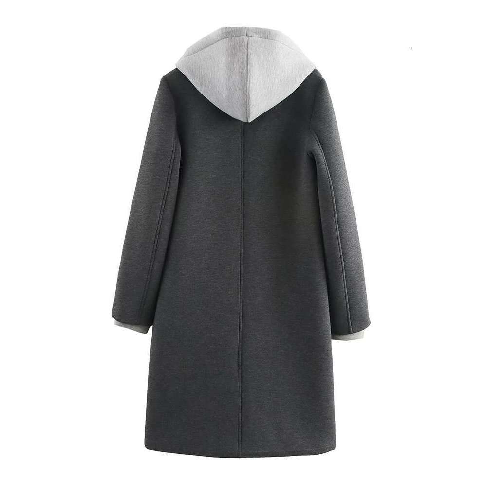 2025 Spring and Autumn New Style Detachable Hooded Splicing Temperament Casual Long Sleeve Coat Jacket