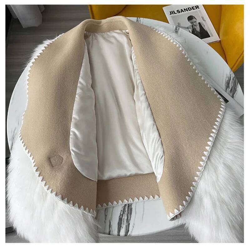 Autumn Winter 2024 New Style Resemble Furs Fur Coat Female Short Paragraph Double-Sided Tweed Mao Collar Fashion Cardigan