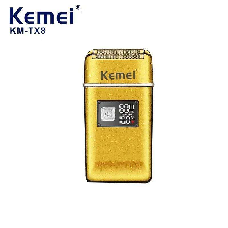 Kemei Km-Tx8 Men's Electric Shaver Metal Body, USB Fast Charging, 3D Floating Heads, LCD Display, Beard Trimmer Groomer
