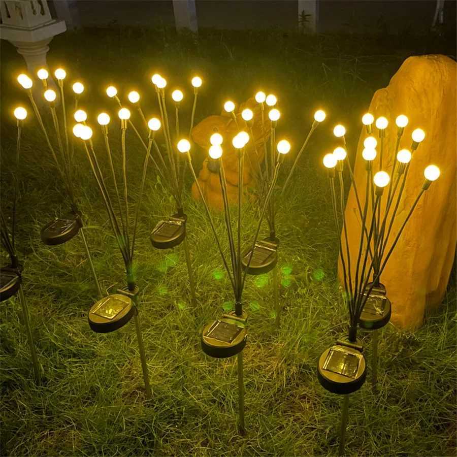 Outdoor 2Pcs Solar LED Firefly Lights Waterproof Christmas Garden Landscape Lights for Party Wedding Park Yard Lawn Decoration W250607
