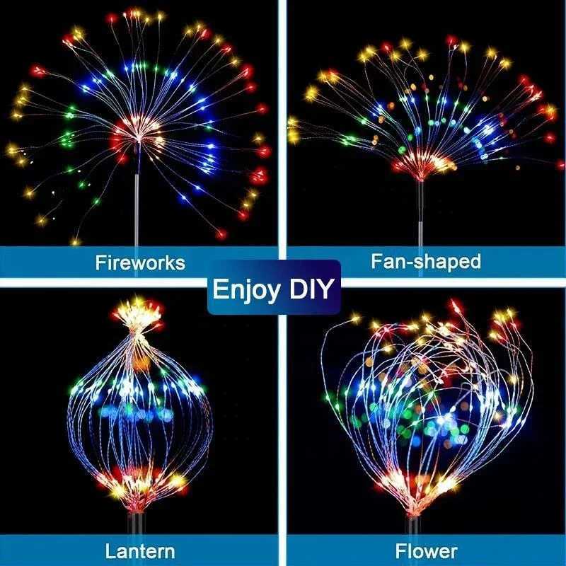 Solar LED Lights Solar Firework Fairy Light Outdoor Garden Decor Pathway Lights Waterproof Yard Lawn Patio Landscape Decor LightXJ250606