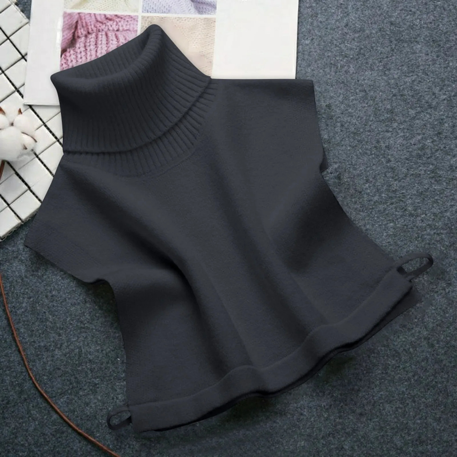 Winter Sleeveless Sweater Knit Pullover High Quality Turtleneck Temperament Commuting Warm Loose Knitted Base 250530