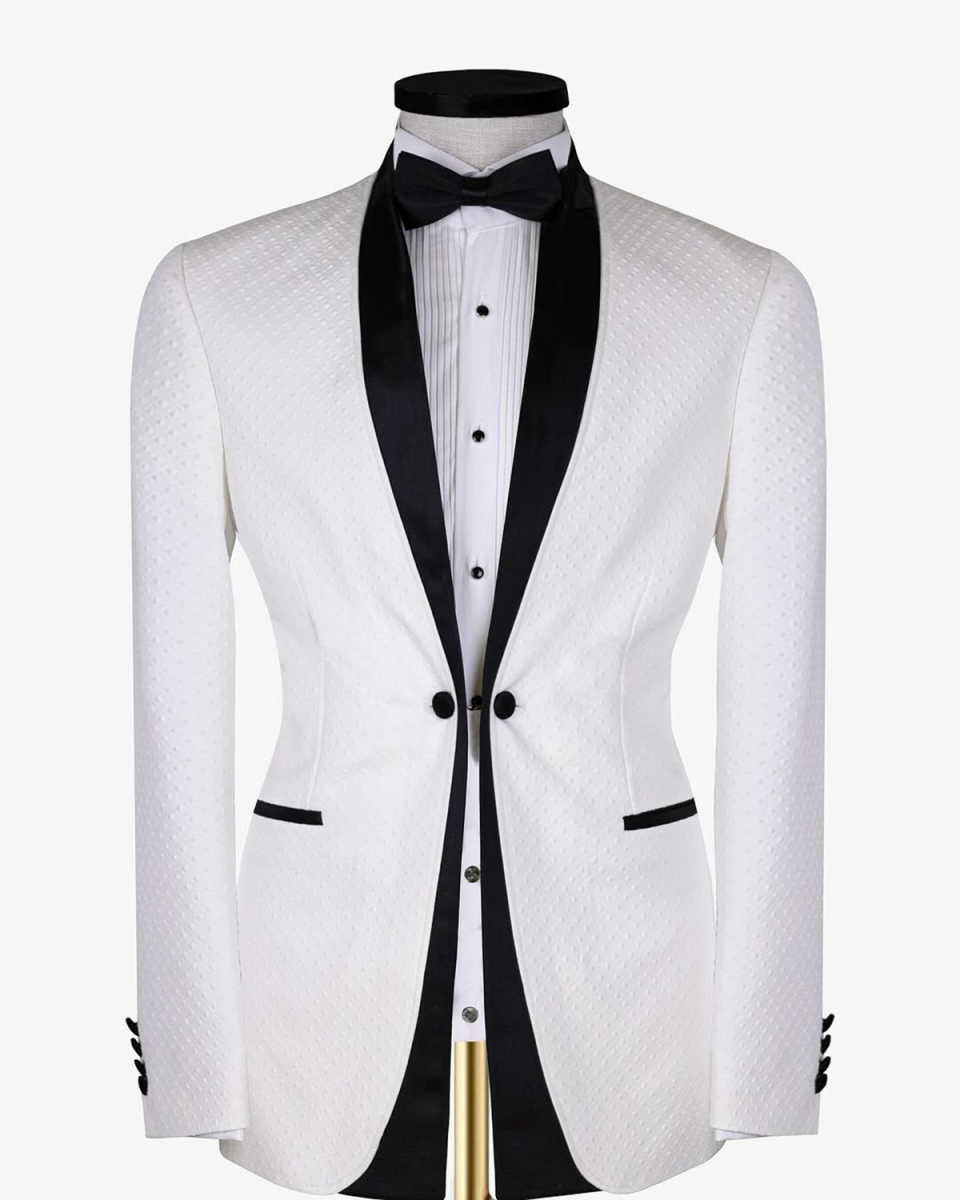 Stylish Jacquard Wedding Tuxedos 2 Piece Set Jacket Pants Double Breasted Men Suit Simple Groom Wear Party Suits Customized
