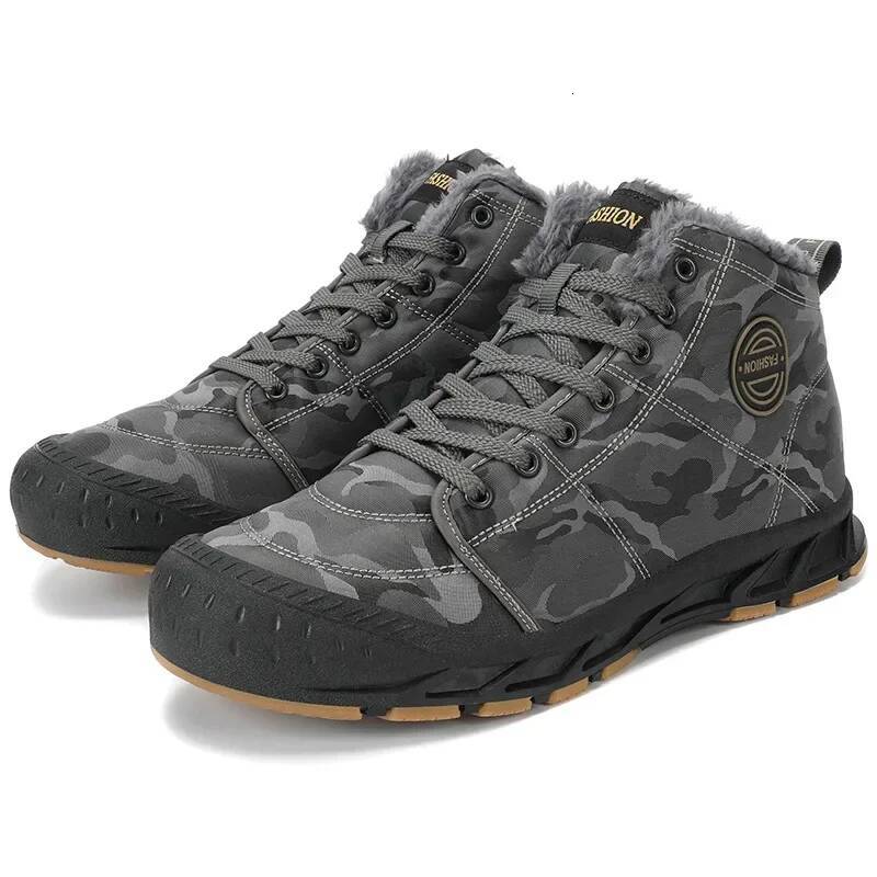 Ddmyoutdoor Men S High Top Snow Winter Warm Large Size Shoes Outdoor Slip Plush Lace Up Anti Proof Cotton Boots Outdoor Shoes