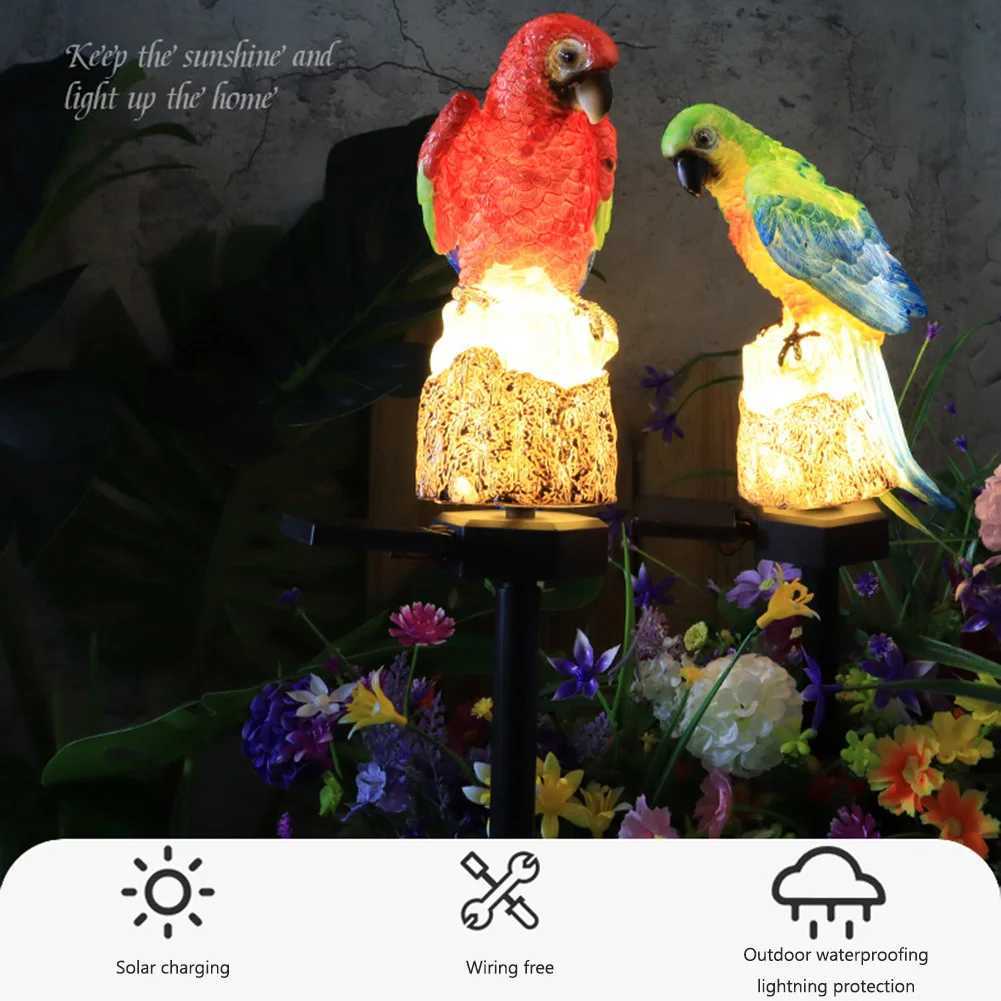 Outdoor Garden Lamp Resin Solar Parrot Lamp IP55 Waterproof Macaw Ground Light 600MAH Garden Landscape Light for Patio BalconyXJ250606