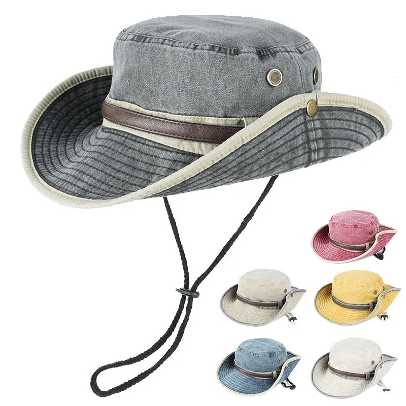 Bucket Hat With Leather Belt Men Women Sunhat 2025 Outdoor Fisherman Cap Summer Sun Protector Hats Panama Beach Protection Caps 250605