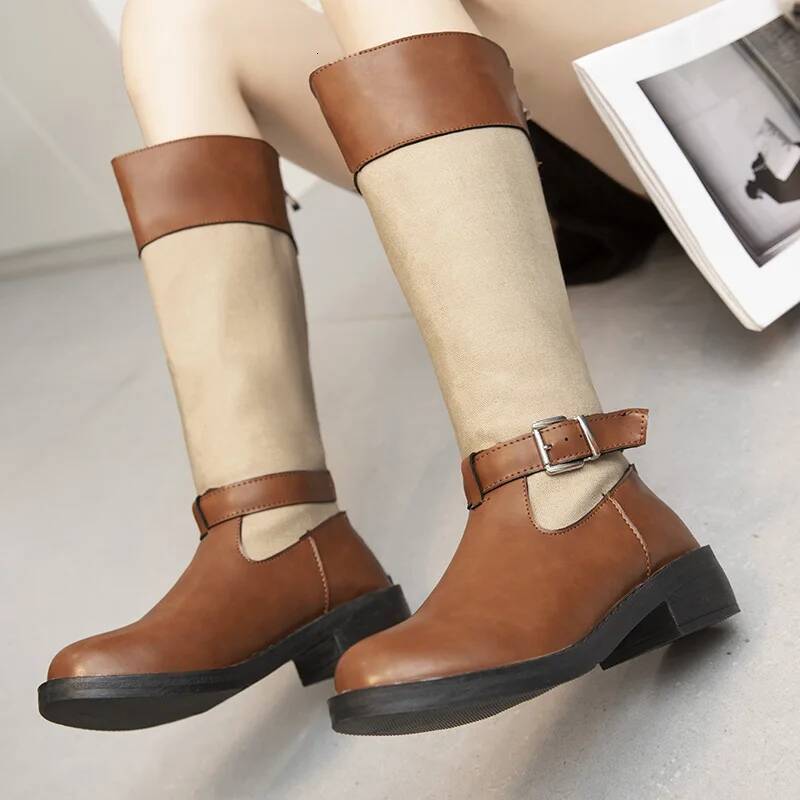 Ddmyoutdoor Retro Printed Flower Cowgirl Women Shoes Woman Genuine Leather Mid Calf Boots Winter Bohemian Knight Botas Mujer Outdoor Shoes