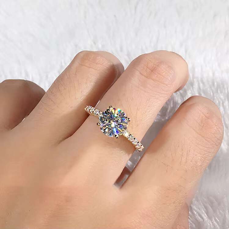 Wedding Rings Gold 18K Couple Simple Gold Ring Moissanite Engagement Rings