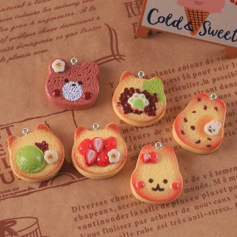 10Pcs Cute Rabbit Bear Bread She Resin Charms Animal She Toast Cookies Pendants for Earrings Keychains DIY Jewelry Making XJ250607