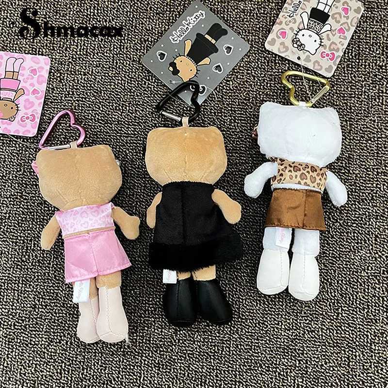 Sanrio 1 Piece Long Legs Hello Kitty Pendant Keychain Accessories Sanrio Leopard Print Black Leather Love Buckle Christmas Gift w250618
