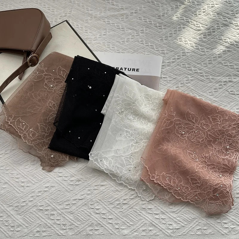 Lace Silk Scarf Womens Spring and Summer Ins Retro Korean Version Decoration Versatile Long Fashion Temperament Small 250604