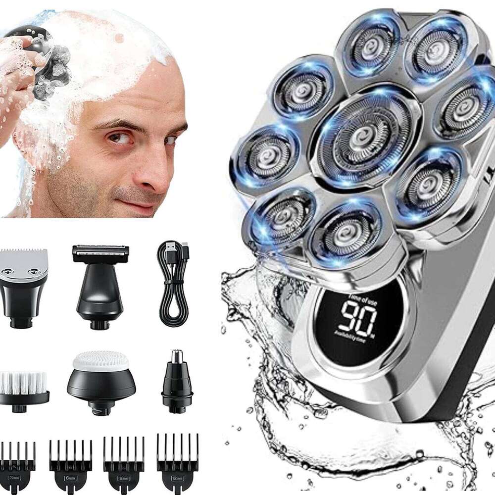 9 For Men 9D Upgraded 6-In-1 Shaver Waterproof Bald Head Shavers Wet/Dry Use Rechargeable Razor