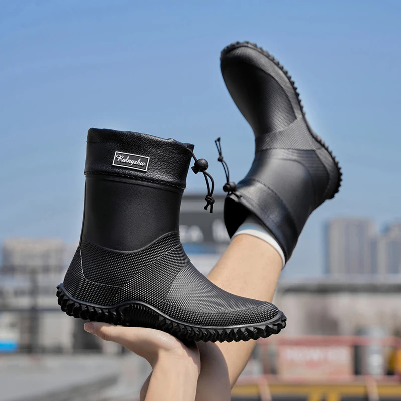 1 Pair Of Mens Short Rain Boots Outdoor Work Clothing Waterproof Shoes Lowtop Lightweight Nonslip Water Beach 250606X