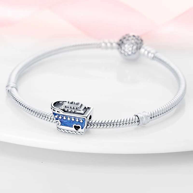 Ocean Charms Tren 100% 925 Silver Dolphin Crab Boat Beach Beads Fit Pan Original Bracelets DIY Thoughtful Fine Jewelry GiftsXJ250607